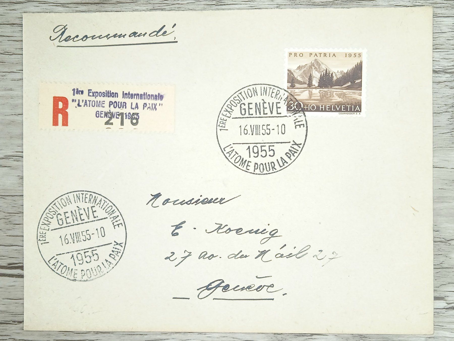 Alle Briefmarken: TR102 Enveloppe + Timbre Suisse 1955 – Gebraucht aus Cousset von Patrick_Collections