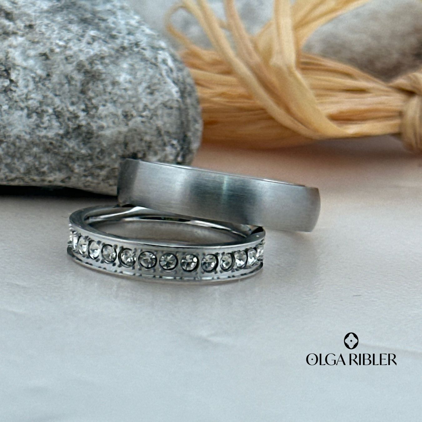 Olga Ribler Anelli: Edelstahl und Titan Ring Set 2 Ringe – Nuovo (secondo la descrizione) da Luzern venduto da byolgaribleroutlet 5