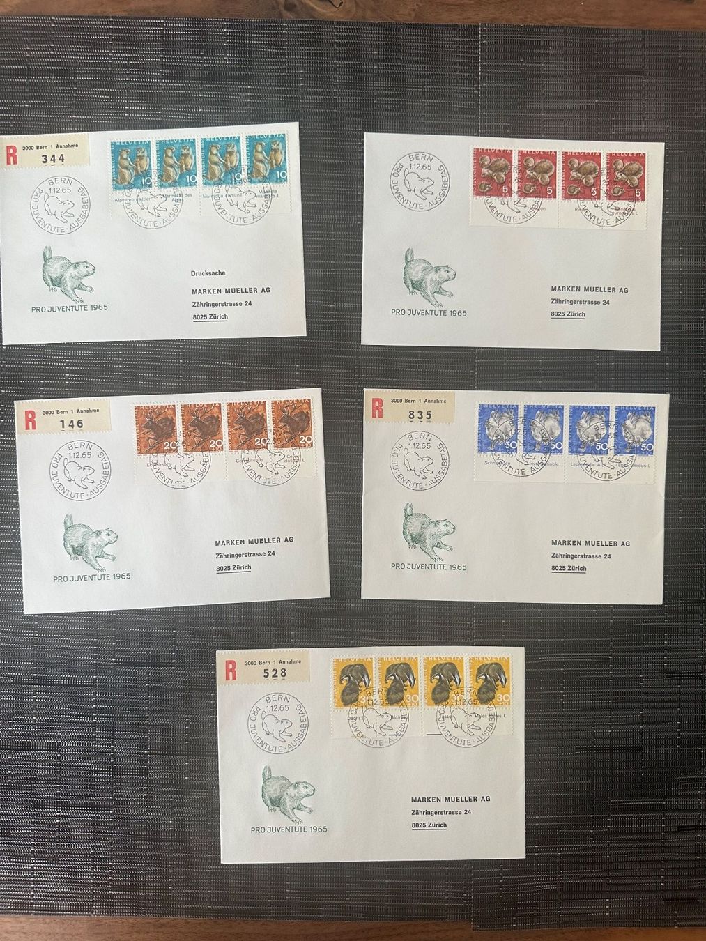 Buste & buste per spedizione: PRO JUVENTUTE 5 Couverts C6 1965 gestempelt – Usato da Basel venduto da Mischao77