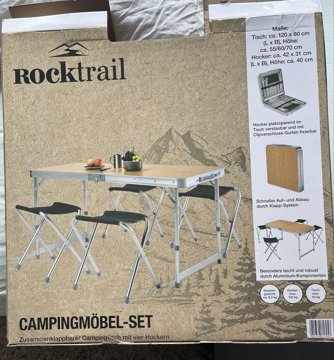Set di tavolo e panche: Neu Rocktrail Campingmöbel-Set – Nuovo e nell'imballaggio originale da Zürich venduto da MariaSusanne