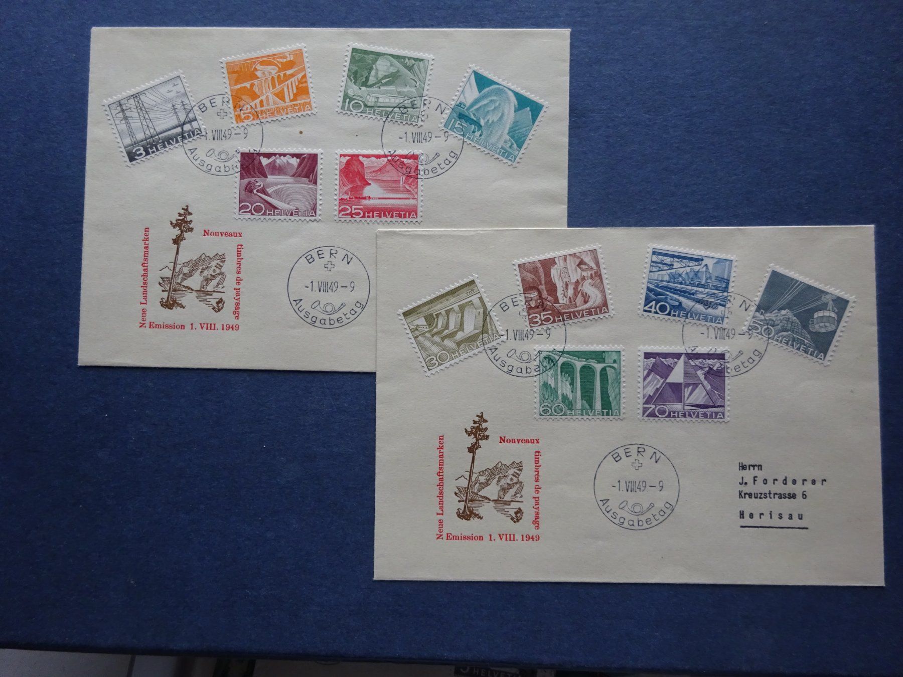 Tutti i francobolli: 1949 Technik und Landschaft FDC BERN – Usato da Appenzell-Steinegg venduto da adi1975 1