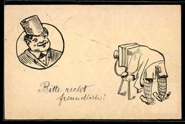 Handgemalt: Herr im Anzug mit Zylinder w