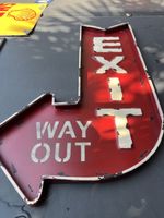 Vintage Deko Schild Exit/Way Out, rot, Metall, top!