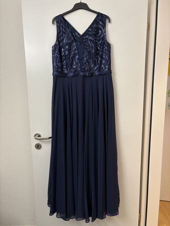 Elegantes dunkelblaues Abendkleid mit Pailletten Gr.46
