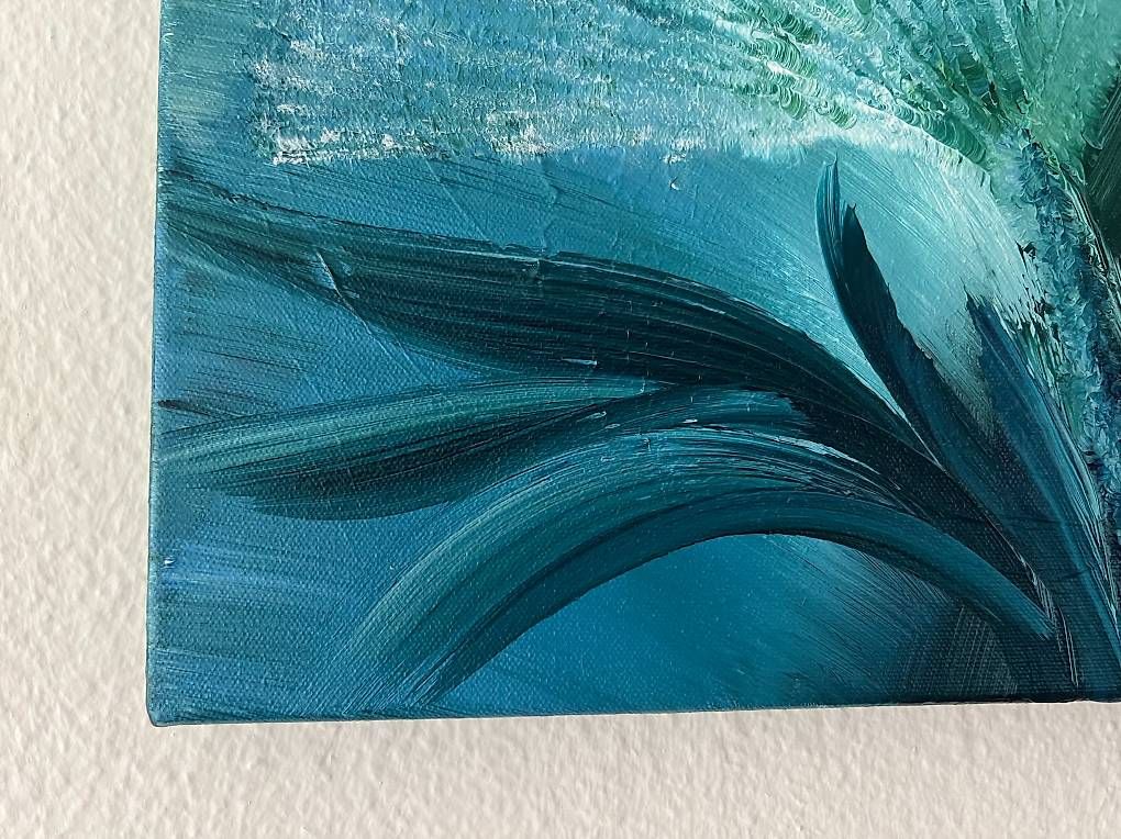 Dipinti: 40x40cm Bild grünblau "Morgentau" – Nuovo e nell'imballaggio originale da Urdorf venduto da manuela4 2
