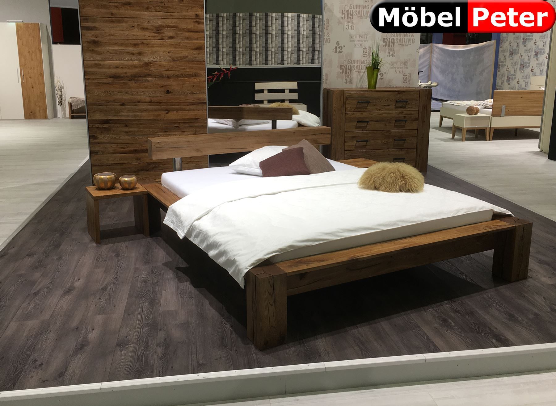 Betten: Bett Morten mit Balken Kopfteil 140cm – Neu und originalverpackt aus Kölliken von moebel-peter