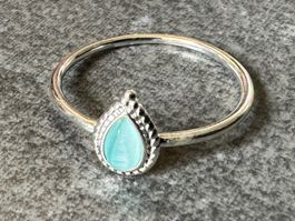 Ring Grösse 55 aus rostfreiem Stahl mit Opal