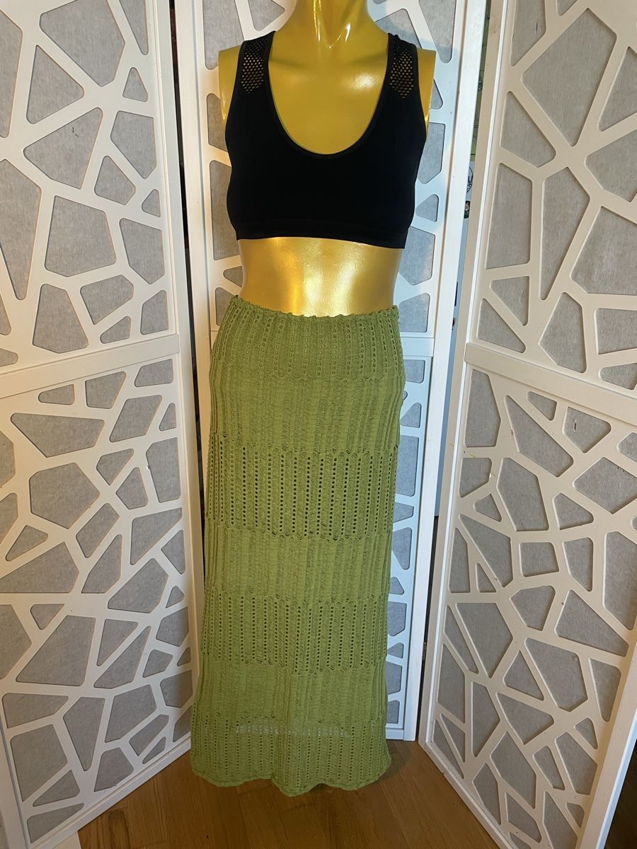 Pull&Bear Gonne: Jupe longue Pull&Bear maille verte - S  – Usato da Troinex venduto da Irisglo 1