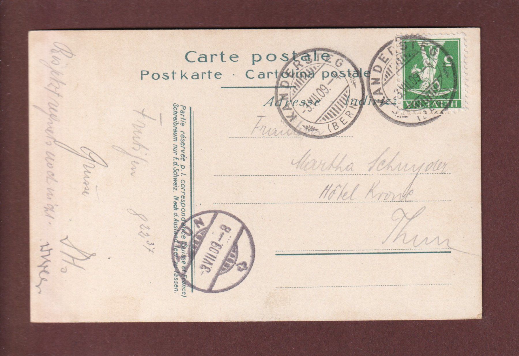 Cartoline postali: BLAUSEE - Birrstock - Doldenhorn - 1909 – Usato da Pully venduto da nicecards 1