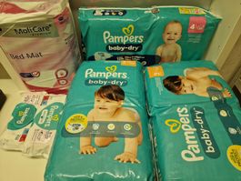 Pampers Baby-Dry Gr. 3 & 4, MoliCare Bed Mat, Feuchttücher