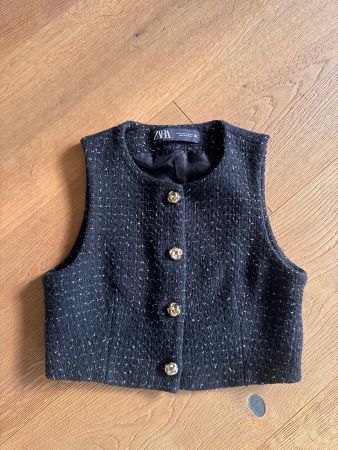 Zara Bouclé-Weste Gilet in schwarz Gr. M
