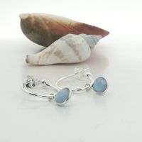 Blue Chalcedony Charm Hoops – 5 × 7 mm