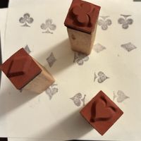 Stempel Set Jasskarten Symbole Holz gebraucht 3 Stück