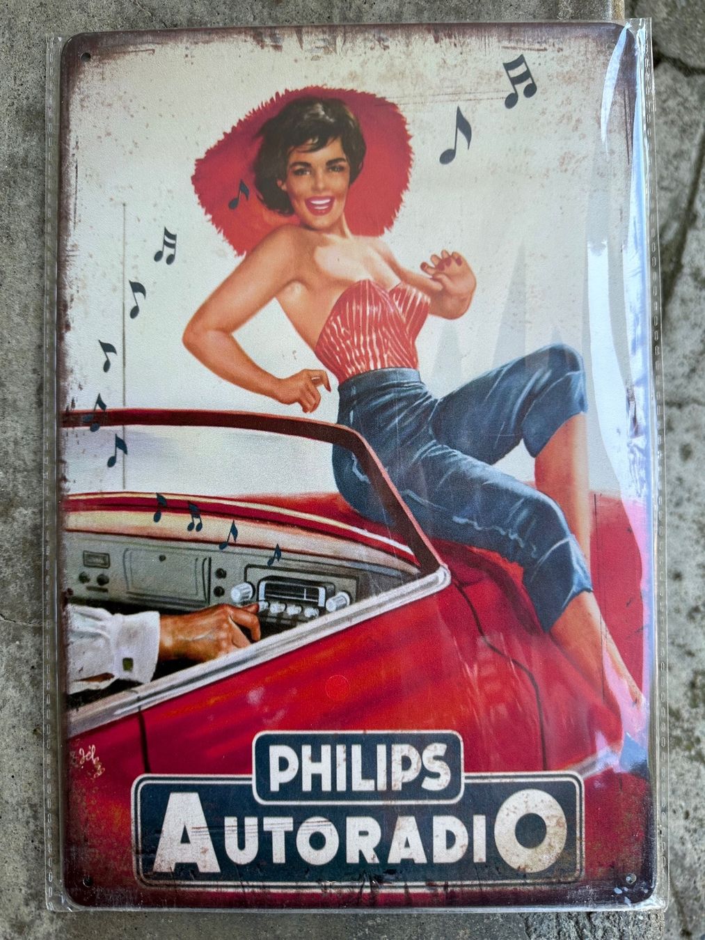 Insegne: Philips Autoradio pin up oldtimer werbung reklame classic – Nuovo (secondo la descrizione) da Reinach AG venduto da rares75