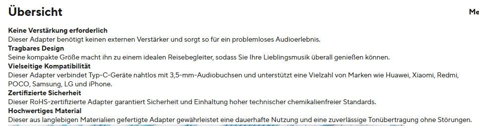 Unità & Adattatore: Adapter USB C  zu 3.5mm Buchse Weiss und Neu – Nuovo e nell'imballaggio originale da St. Margarethen TG venduto da Smiley-Face 7