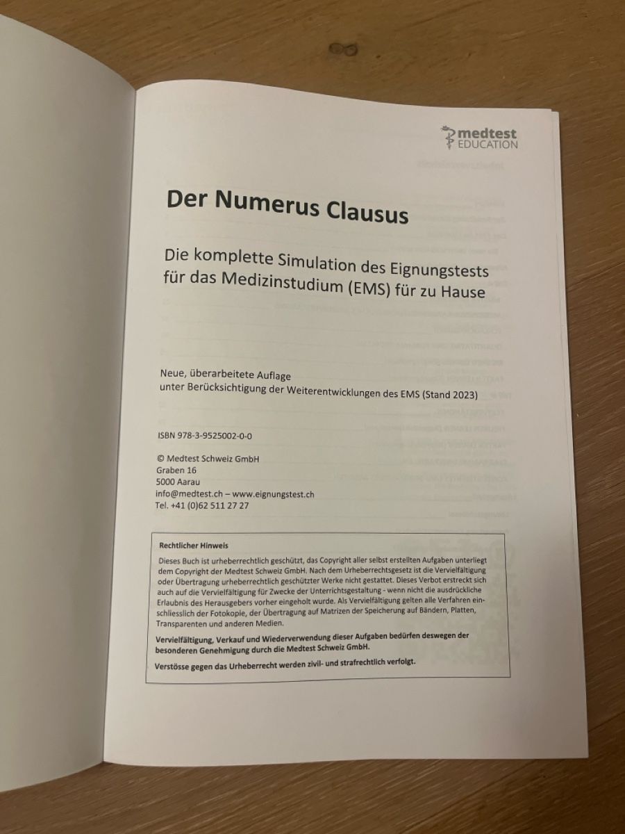 Bücher: Medtest Numerus Clausus, EMS-Testsimulation für zu Hause – Neu (gemäss Beschreibung) aus Zürich von Zhau.53 2