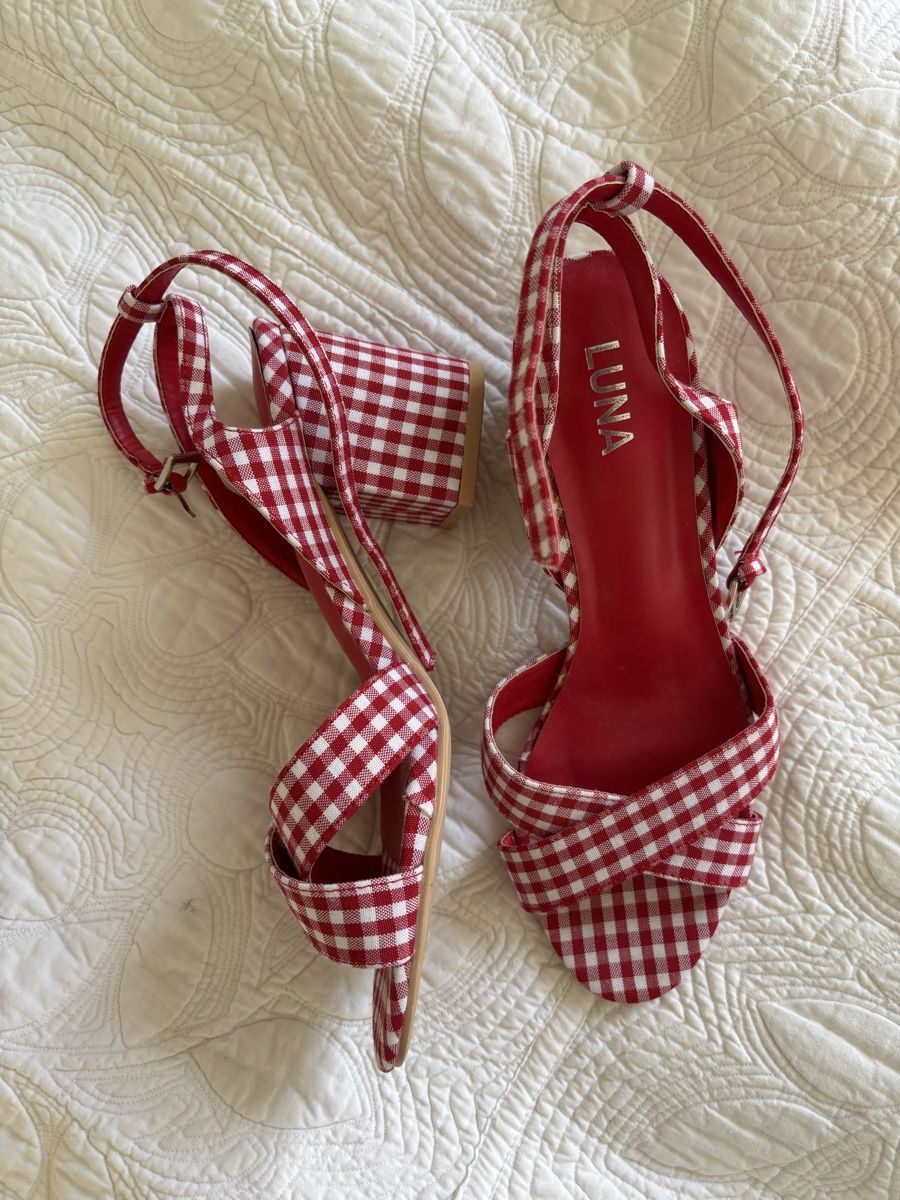 Damenschuhe: Red Gingham Luna Heels – Gebraucht aus Zürich von Flo021000 1