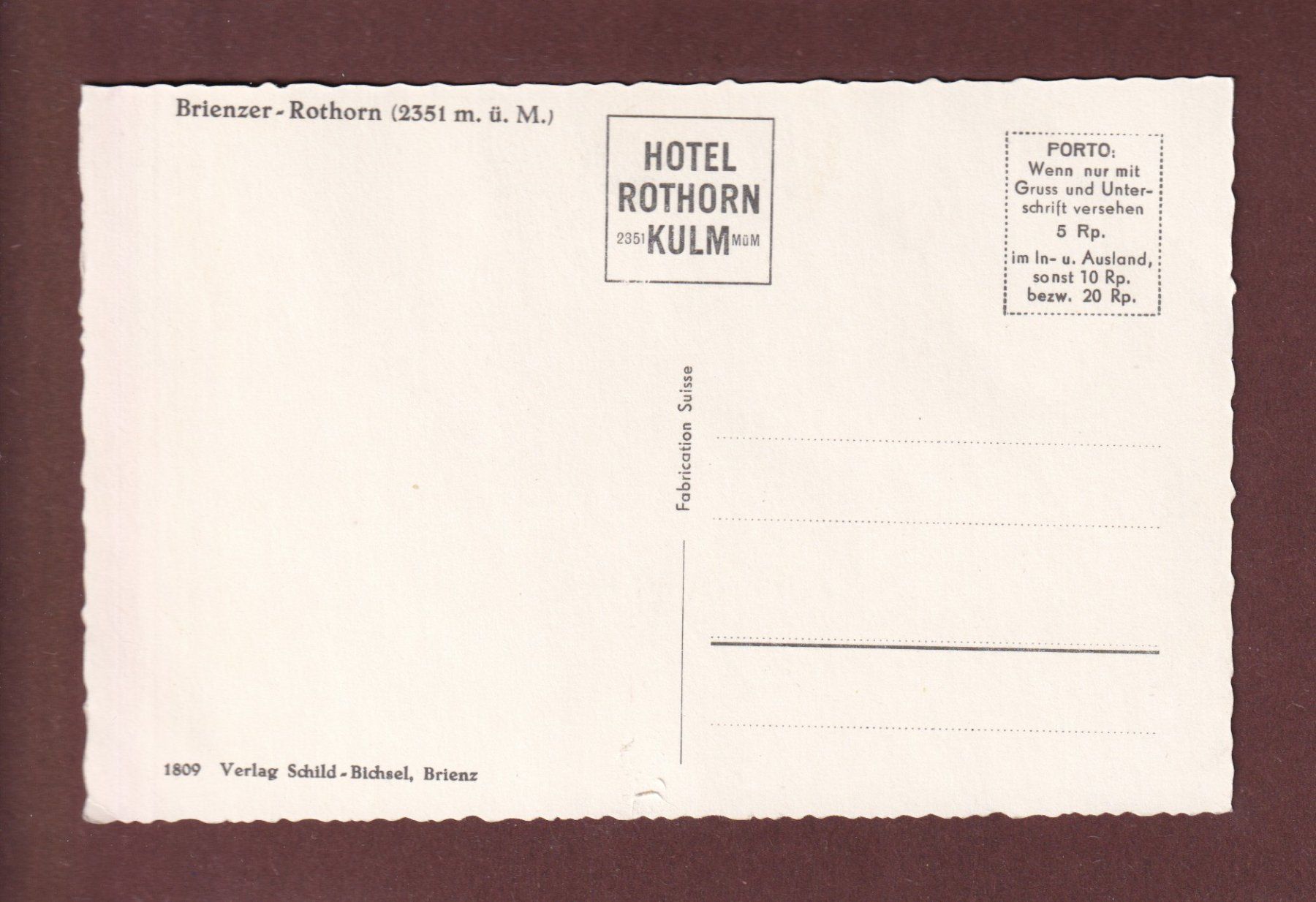 Ansichtskarten: BRIENZER-ROTHORN – Gebraucht aus Pully von nicecards-shop 1