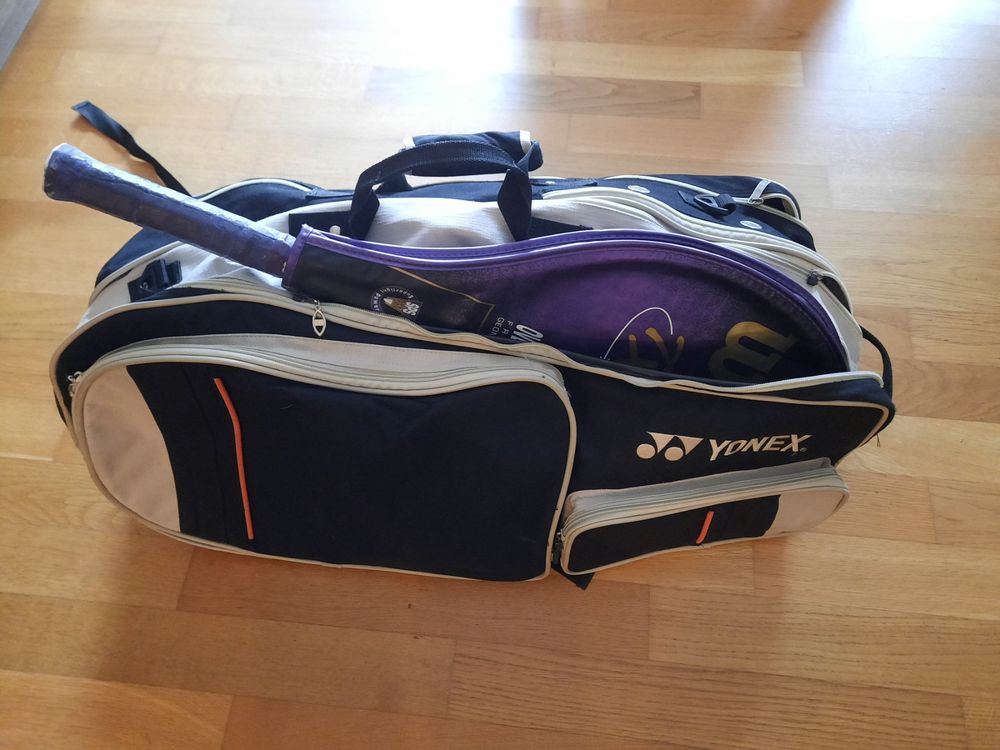 Raquex Borsa Da Tennis : Per 6 Racchette Da Tennis, Da Badminton E Da Squash. Blu, Nera