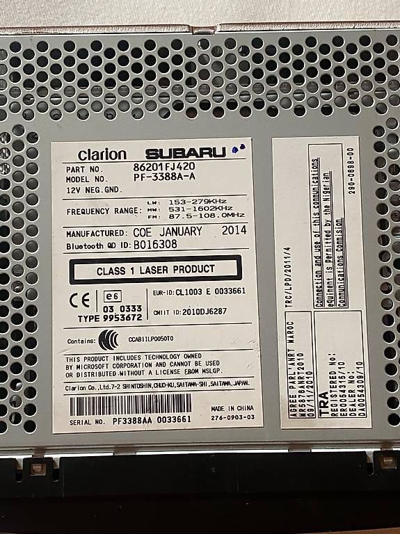 Radio: Autoradio originale SUBARU – Usato da Losone venduto da Col_wtk7 1