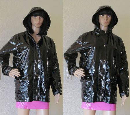NEU schwarze DESIGNER Lackjacke Regenjacke Lipsy London G.16