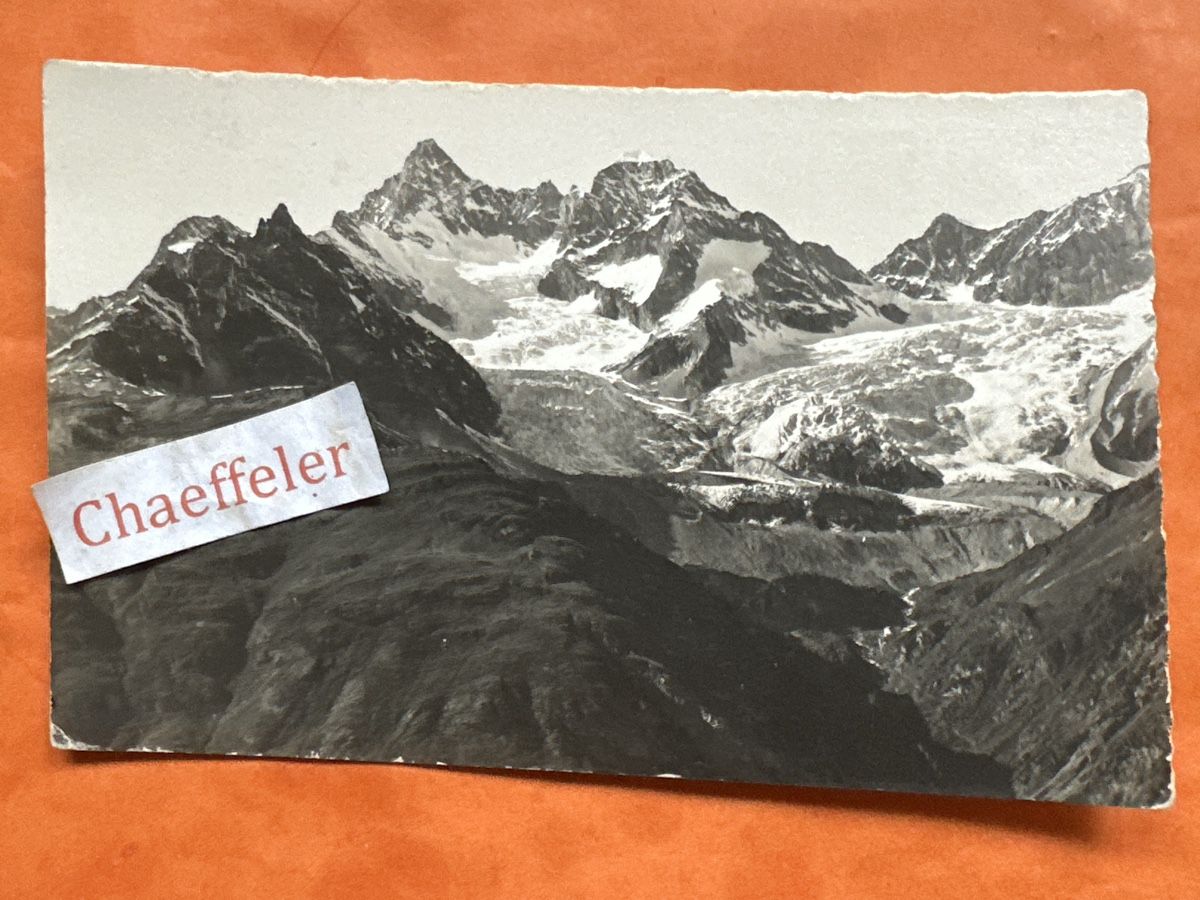 Cartoline postali:  5216 Zermatt. Gabelhörner, Triftgletscher 1942 – Usato da Zürich venduto da Chaeffeler