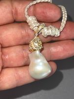 📌 Naturel 22mm Baroque Pearl & SS925 Granulation Pendant