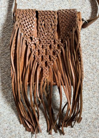 Leder-Fransen-Tasche Vintage 1970er Jahre