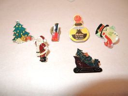Pin Badge 6 Stk. Parfume Weihnachten Samichlaus Schneemann