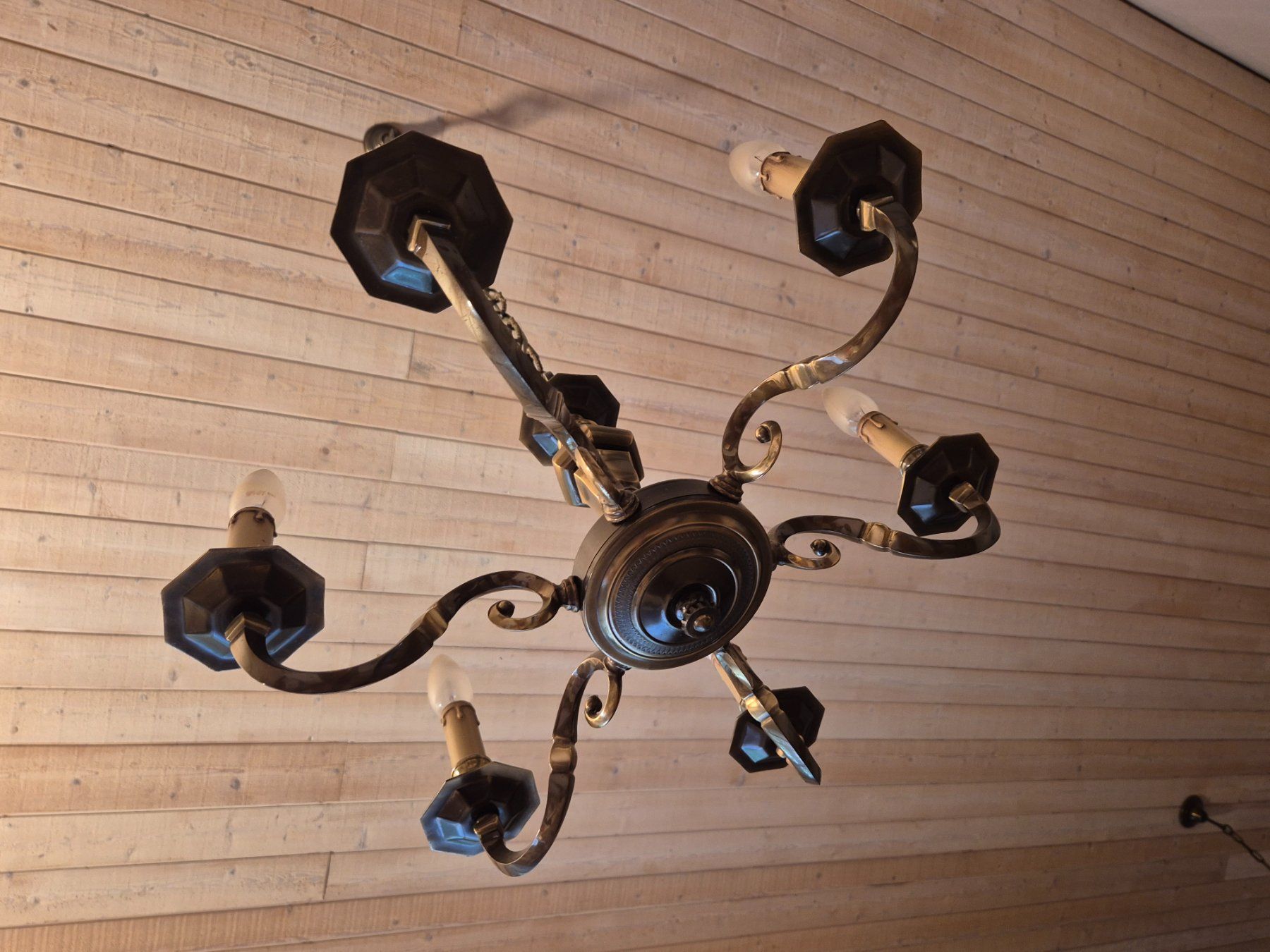 Lustres & lampes de plafonds: Messing Kronleuchter 6-flammig – D'occasion à Steinach par ACMO32O 3