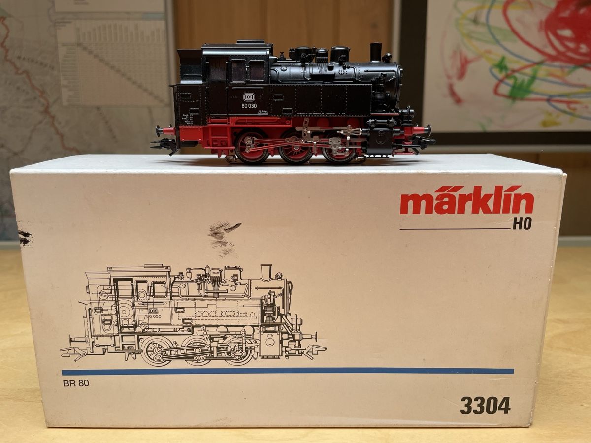 Märklin Modellini di ferrovie: Märklin 3304 Dampflok BR 80 DB digital – Usato da Rickenbach ZH venduto da u2540 1