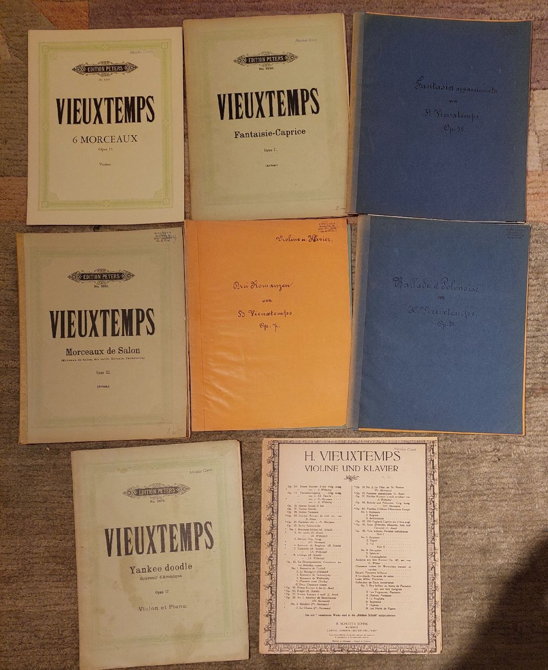 Libri: 8 Notenhefte mit Violinwerken von Vieuxtemps – Usato da Zürich venduto da Cortin