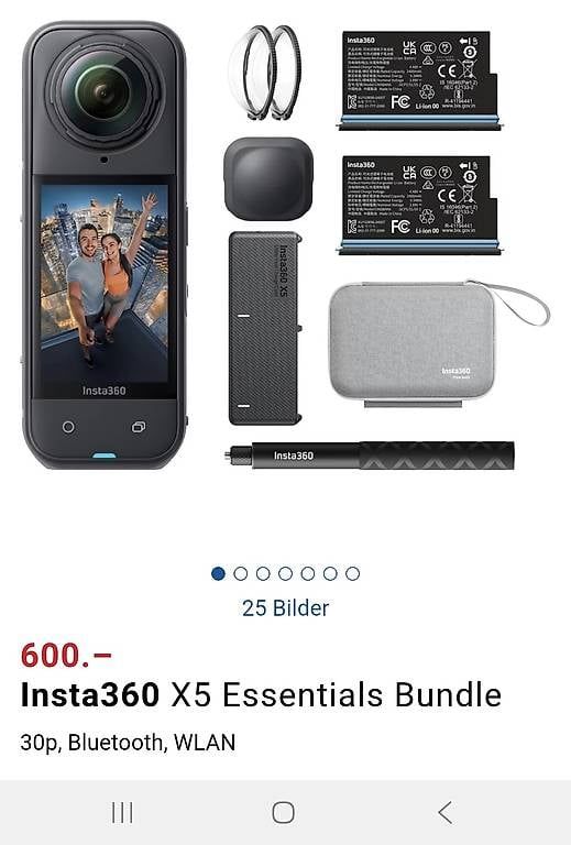 Action Cam: Insta360 X5 Essentials Bundle  – Usato da Zürich venduto da Vany_b89