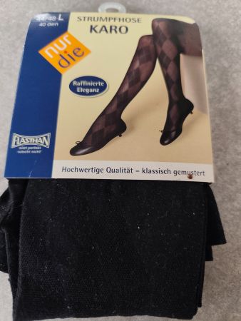 Strumpfhose KARO 40 den schwarz Grösse 34/48-L NEU