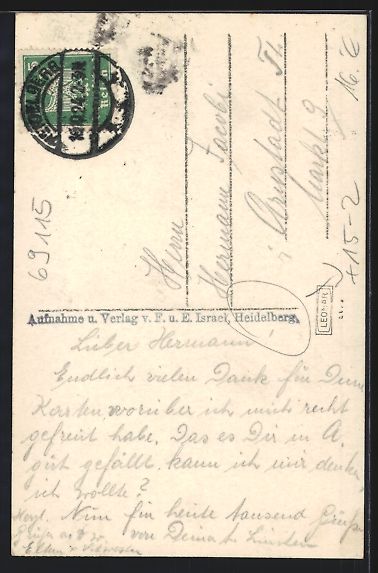 Ansichtskarten: Heidelberg / Neckar, Zeppelin Luftschiff – Gebraucht aus Berlin von bartko-reher 1