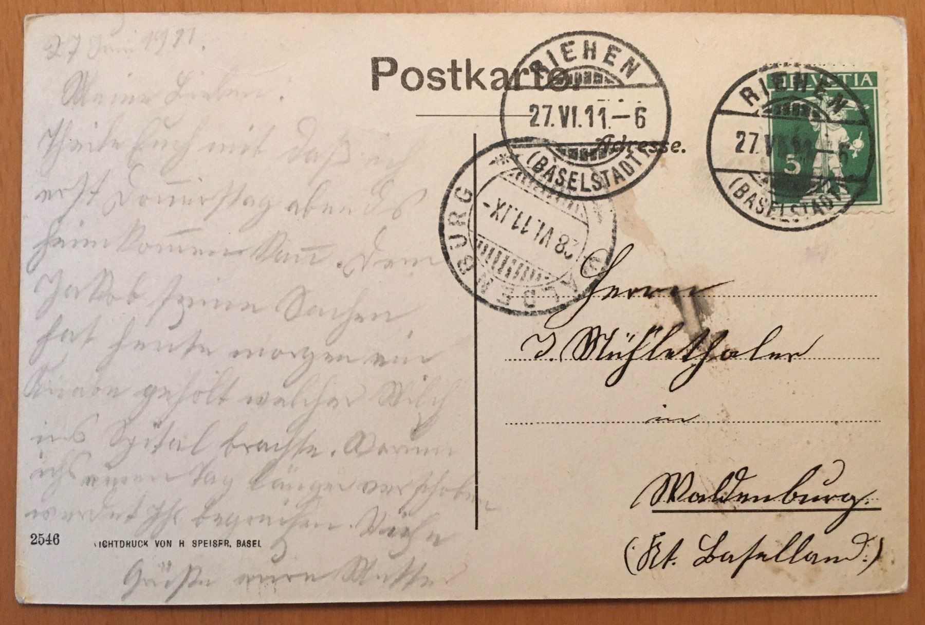 Cartoline postali: Riehen - Diakonissenspital 1911 – Usato da Kreuzlingen venduto da Rschweiz1 1