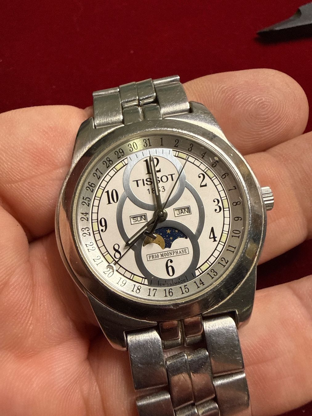 Tissot Uhren: Tissot Pro 50 Moondphase 36 mm – Gebraucht aus Pfeffingen von Allhandelklgwatches