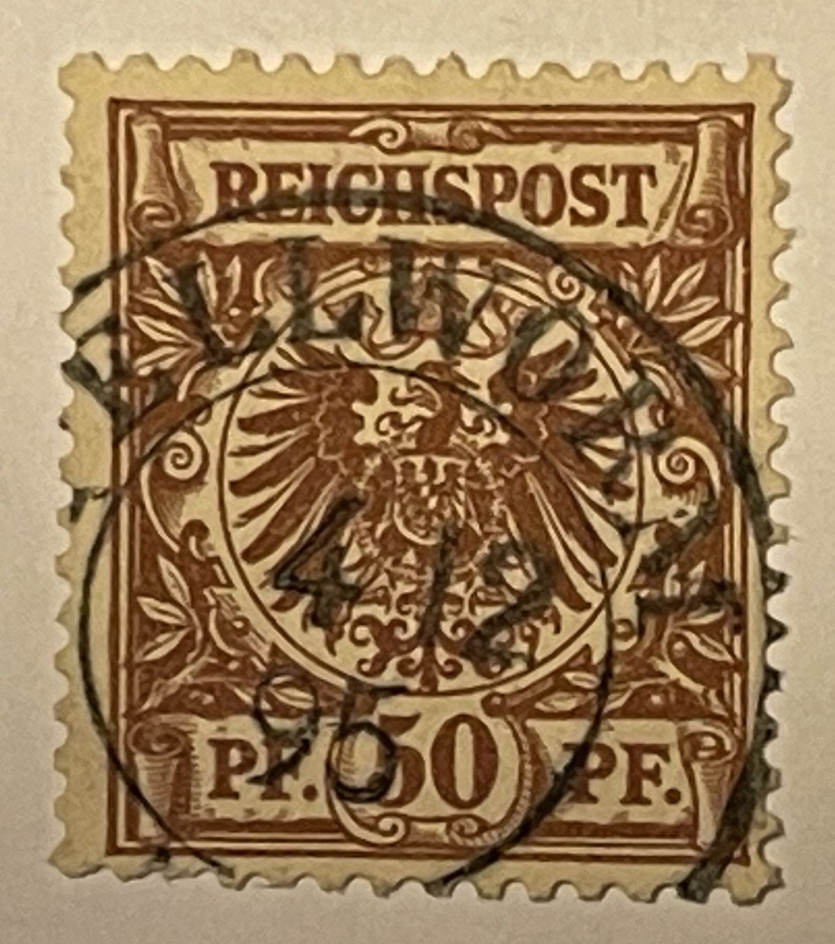 Alle Briefmarken: Reichspost 50 Pfennig – Gebraucht aus Oftringen von Vucki