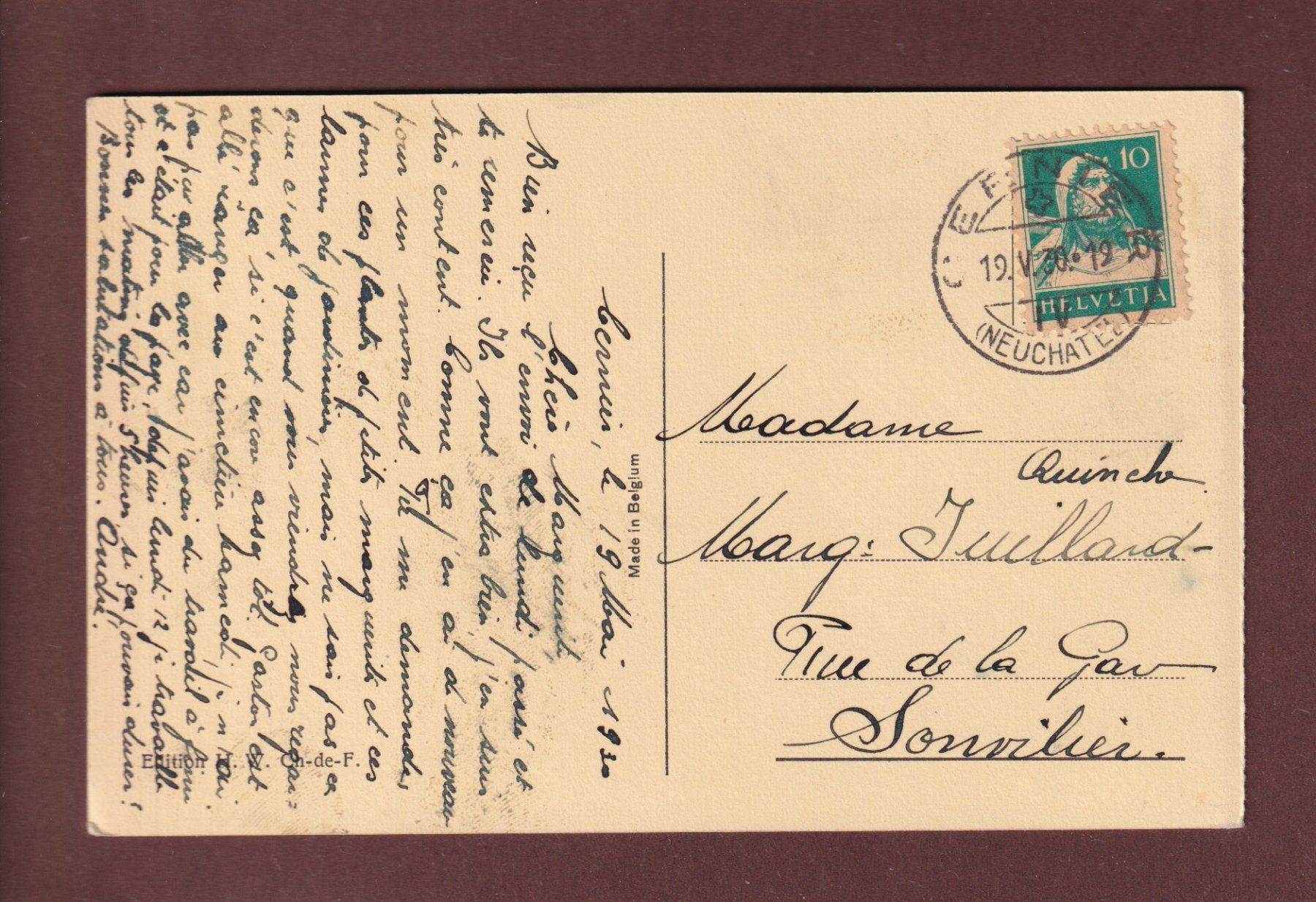 Cartoline postali: DOMBRESSON - 1930 – Usato da Pully venduto da nicecards 1