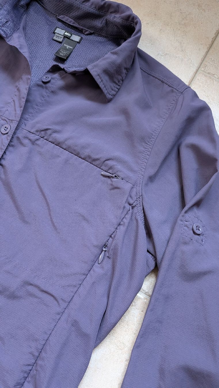 Camicette: Lila-grau Damen Wanderhemd REI M – Usato da Adlikon b.Regensdf venduto da foofdoll 1