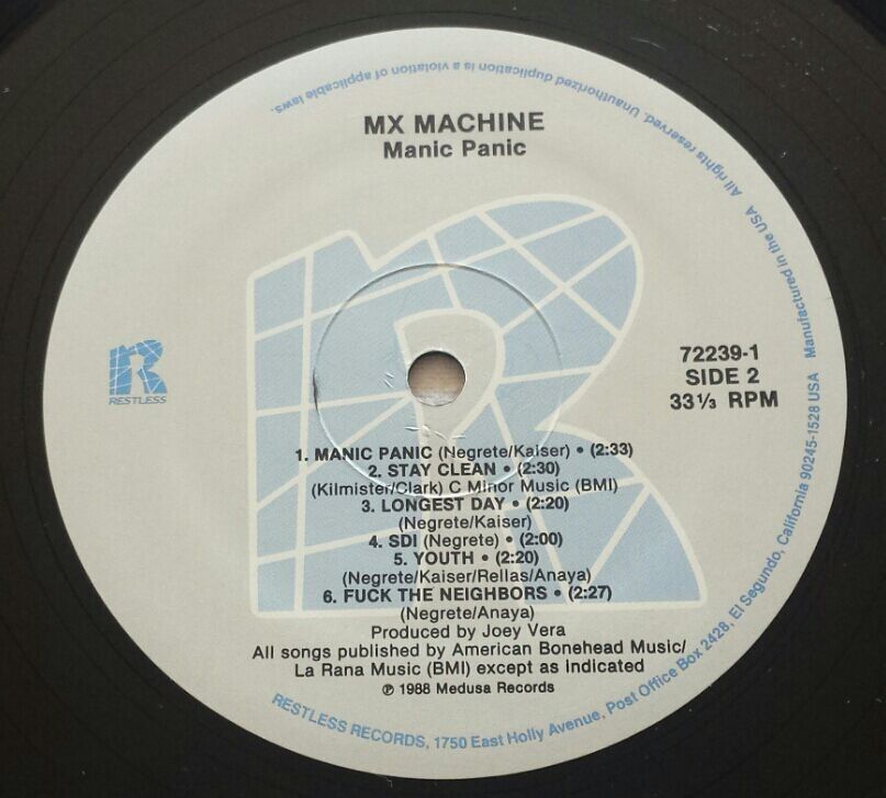 Dischi in vinile: MX Machine - Manic Panic - LP - 1988 - US First Press – Usato da Uster venduto da Zardodel 5