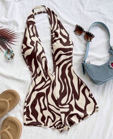 NEU: Jumpsuit Zebra braun weiss, Gr. S