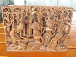 Feines Wand-Holzrelief Bali 1970er/80er – Vintage !
