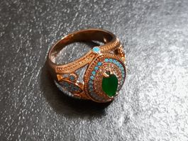Ring mit Zirkonia, vergoldet 585, 6.2g, size 9 (59)