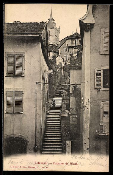 Cartoline postali: AK Estavayer, Escalier de Rivaz – Usato da Berlin venduto da bartko-reher