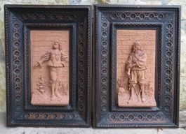 2 Antike florentinische Wandreliefs Terrakotta Firenze 1887