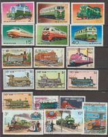 Lot de timbres thématique trains monde entier occasion