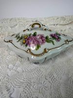 Limoges Porzellandose 17×12 cm Rosen, Goldrand, top