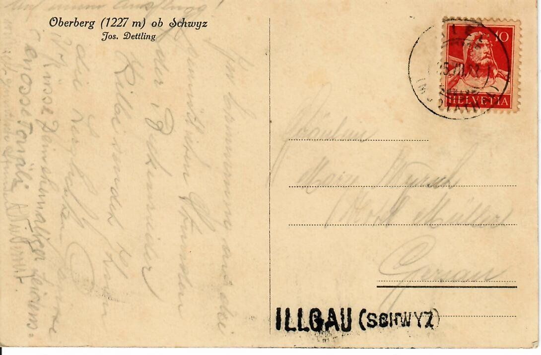 Cartoline postali: Oberberg ob Schwyz  1922 – Usato da Hochdorf venduto da Ziegel-16 1