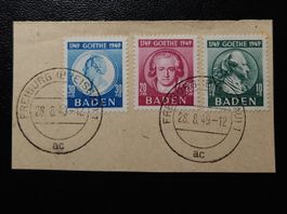 Fran Zone Baden Mi-Nr.47-49 gestempelt Briefstück Geprüft